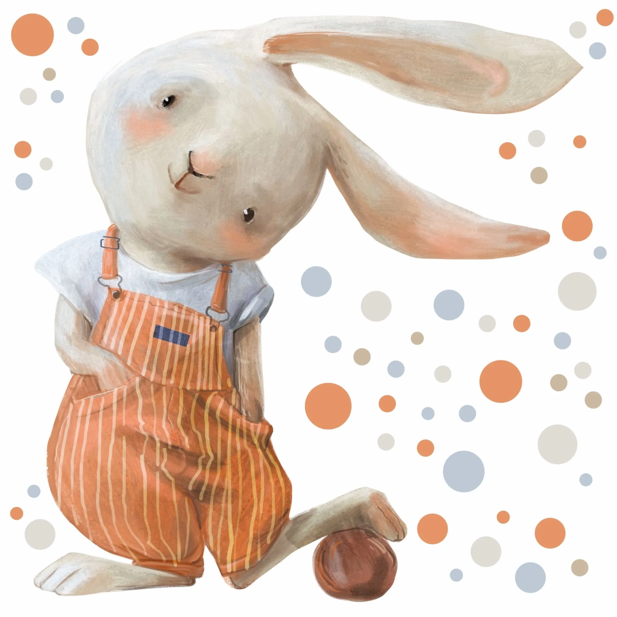 Naklejka na ścianę Królik z piłką do pokoju dziecka – Mała Pracownia