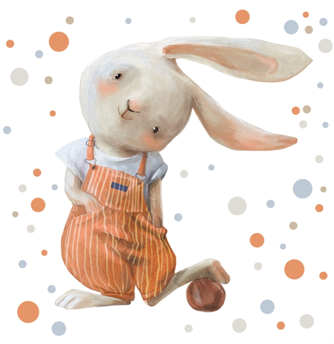 Naklejka dziecięca Królik z piłką – naklejka dla dzieci  – Mała Pracownia