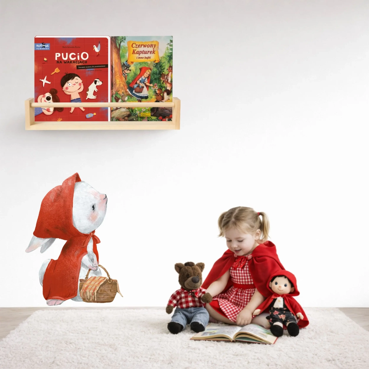 Naklejka na ścianę Królik Czerwony Kapturek do pokoju dziecka – Mała Pracownia