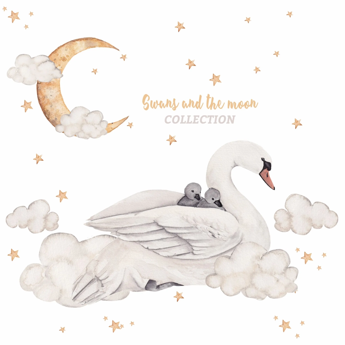 Naklejka na ścianę Łabędź z łabędziątkami w pokoju dziecka – Mała Pracownia