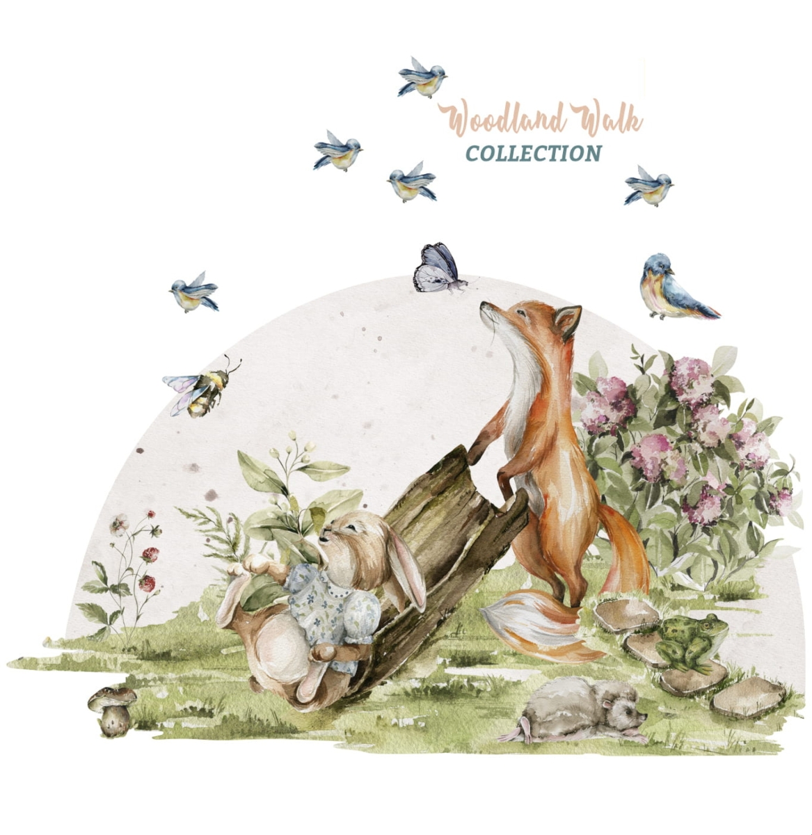 ❤ Leśne zwierzęta na ścianę Little Woodland nr 2 – lisek i zajączek – Mała Pracownia
