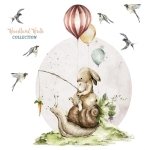 ❤ Zajączek z balonami siedzący na ślimaku – naklejka Little Woodland nr 3