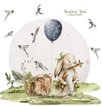 Naklejka na ścianę z zajączkiem, marchewką i jaskółkami – Little Woodland nr 6