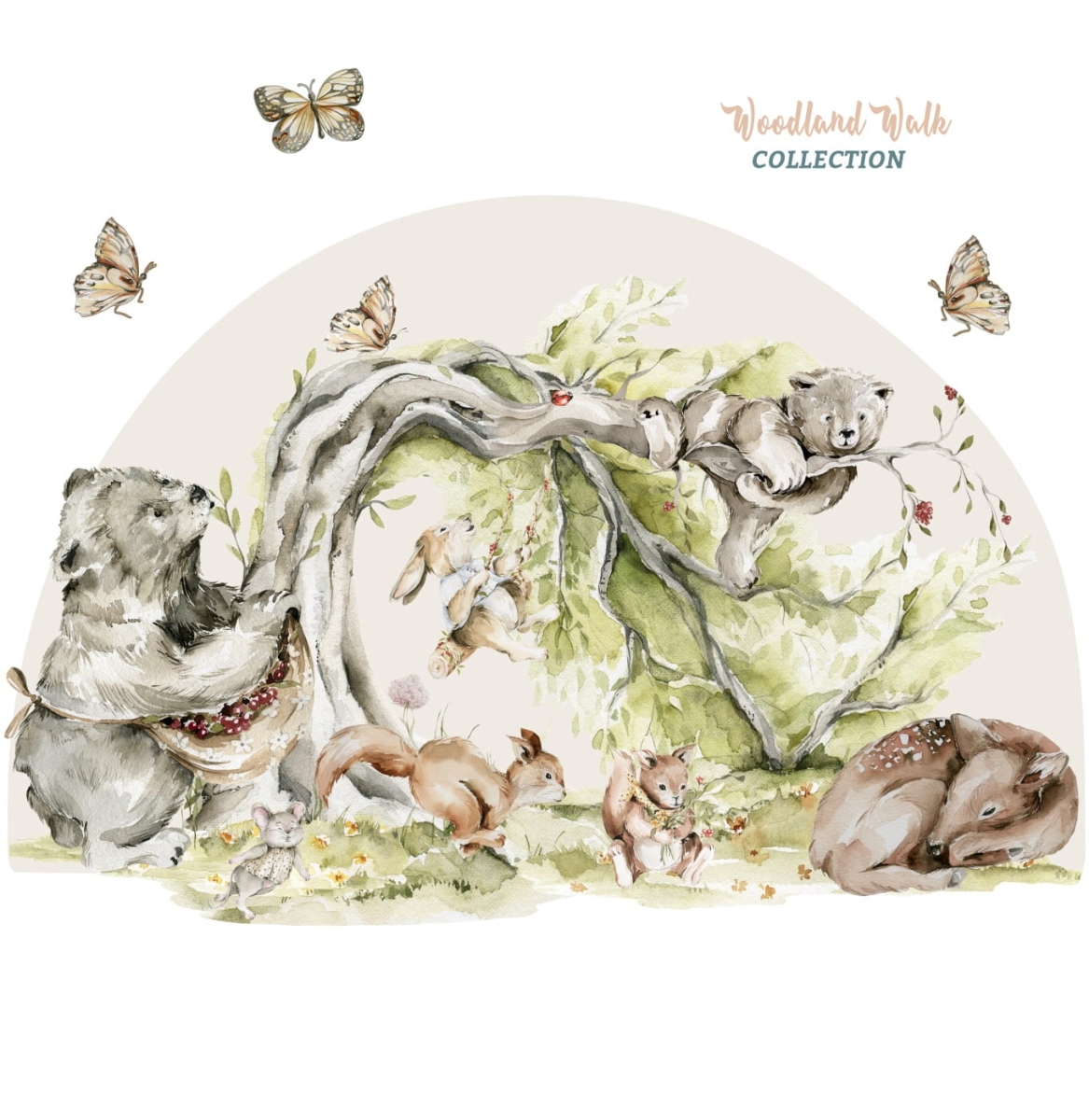 Naklejka Woodland Walk wzór 1 – dekoracja ścienna do pokoju dziecka – Mała Pracownia