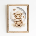 Plakat Pastelowy Miś Wzór 5 do pokoju dziecka – Mała Pracownia