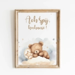 Plakat dziecięcy z pastelowym misiem – Mała Pracownia