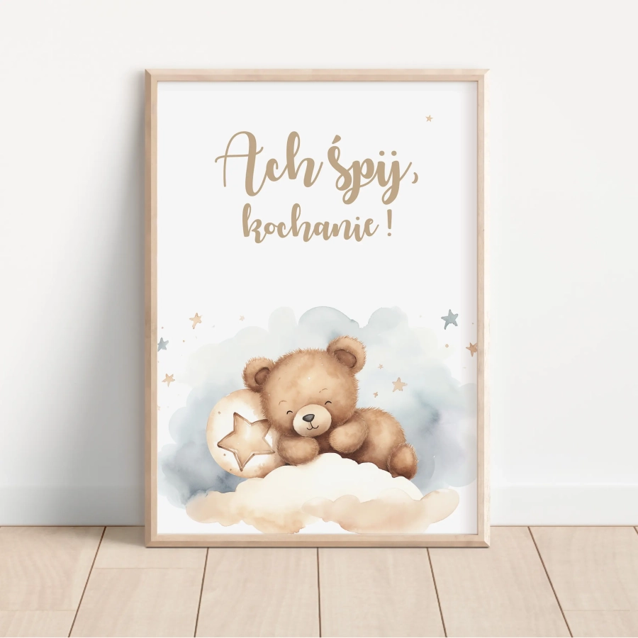 Plakat Pastelowy Miś Wzór 6 – dekoracja dziecięcej przestrzeni | Mała Pracownia