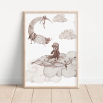 Pastelowy plakat Miś na księżycu – kolekcja Sleepy Teddy