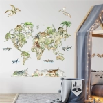 Dekoracja ścienna Mapa świata dinozaury – Mała Pracownia