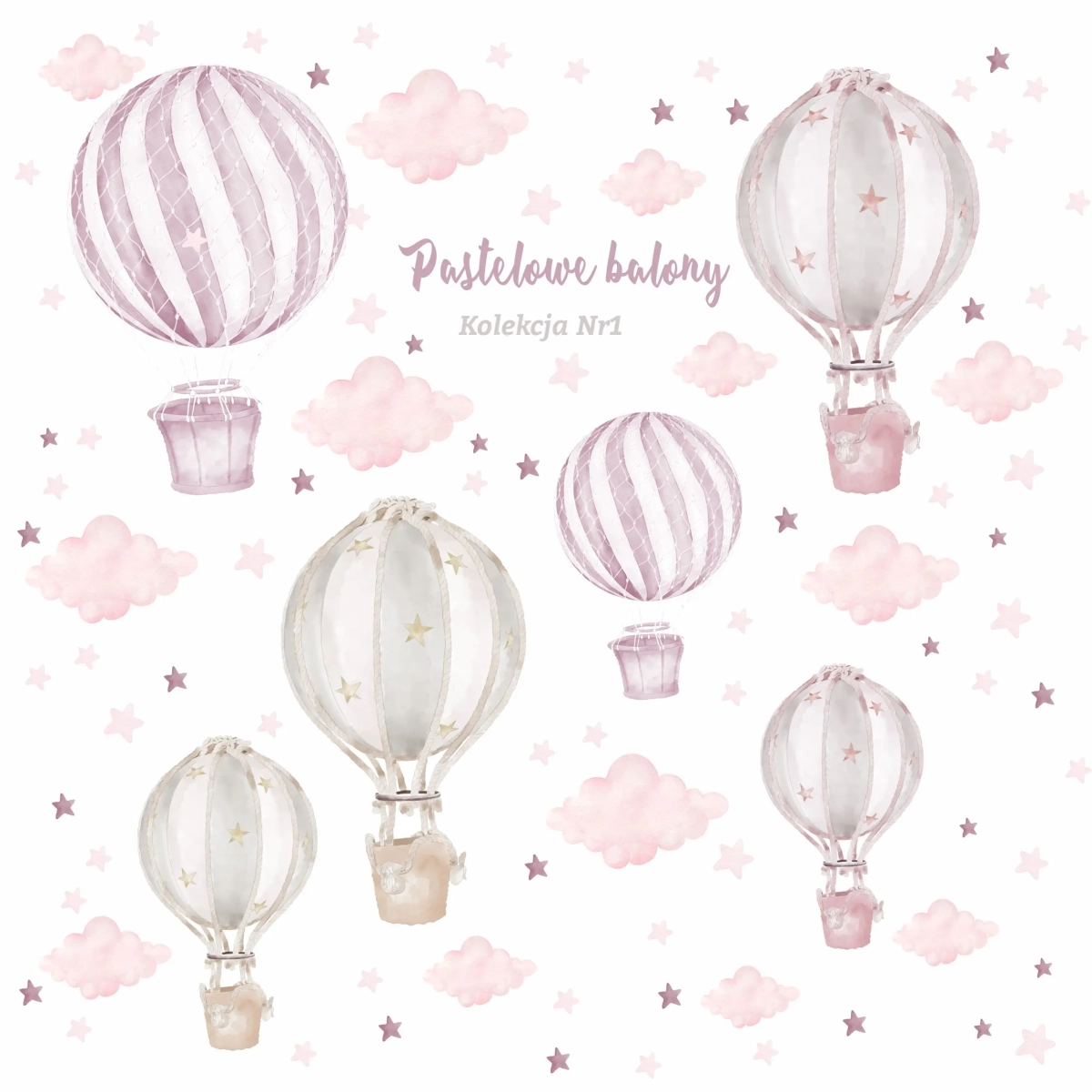 Różowe balony dekoracja ścienna do pokoju dziewczynki – Mała Pracownia