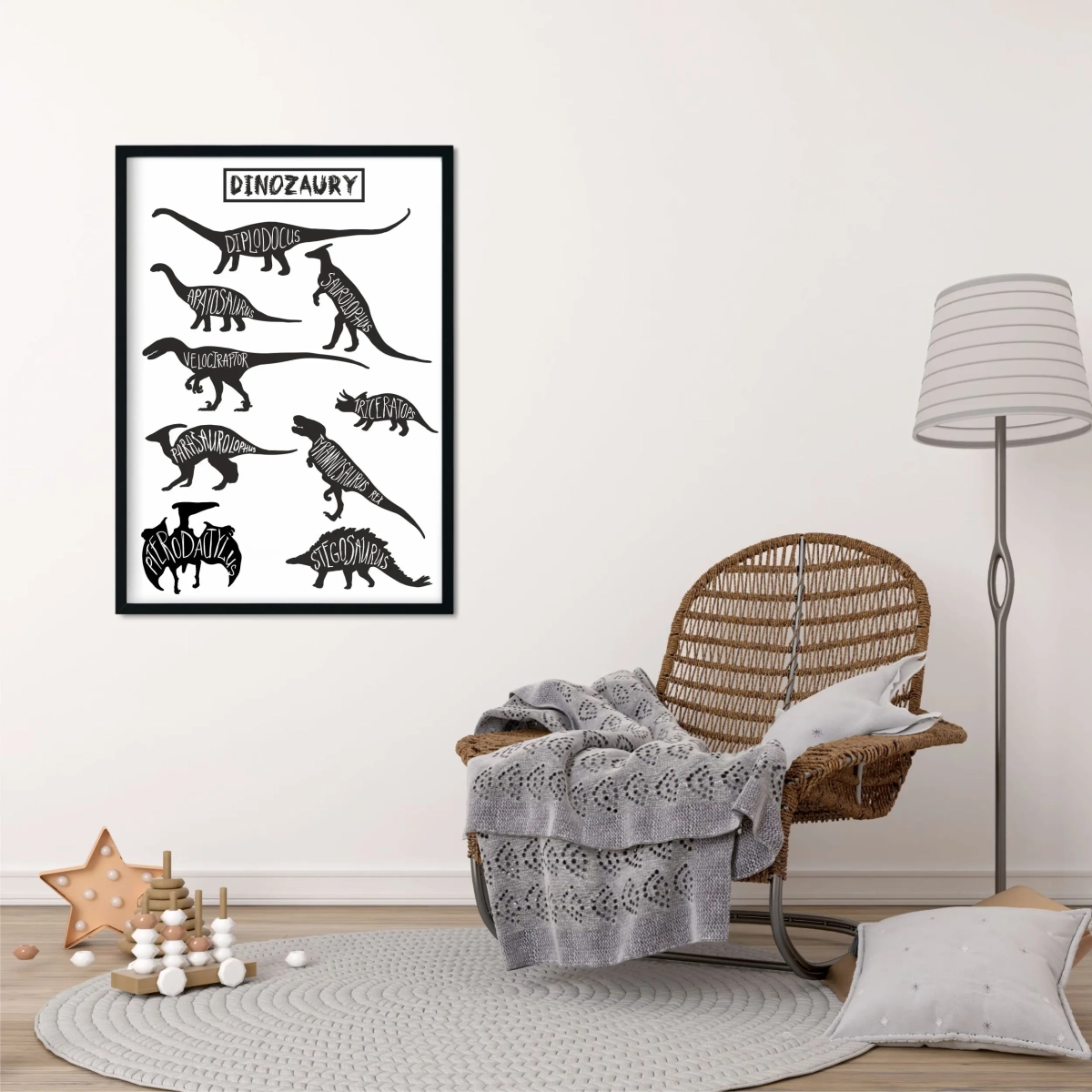 Plakat dinozaury sylwetki do pokoju chłopca – Mała Pracownia