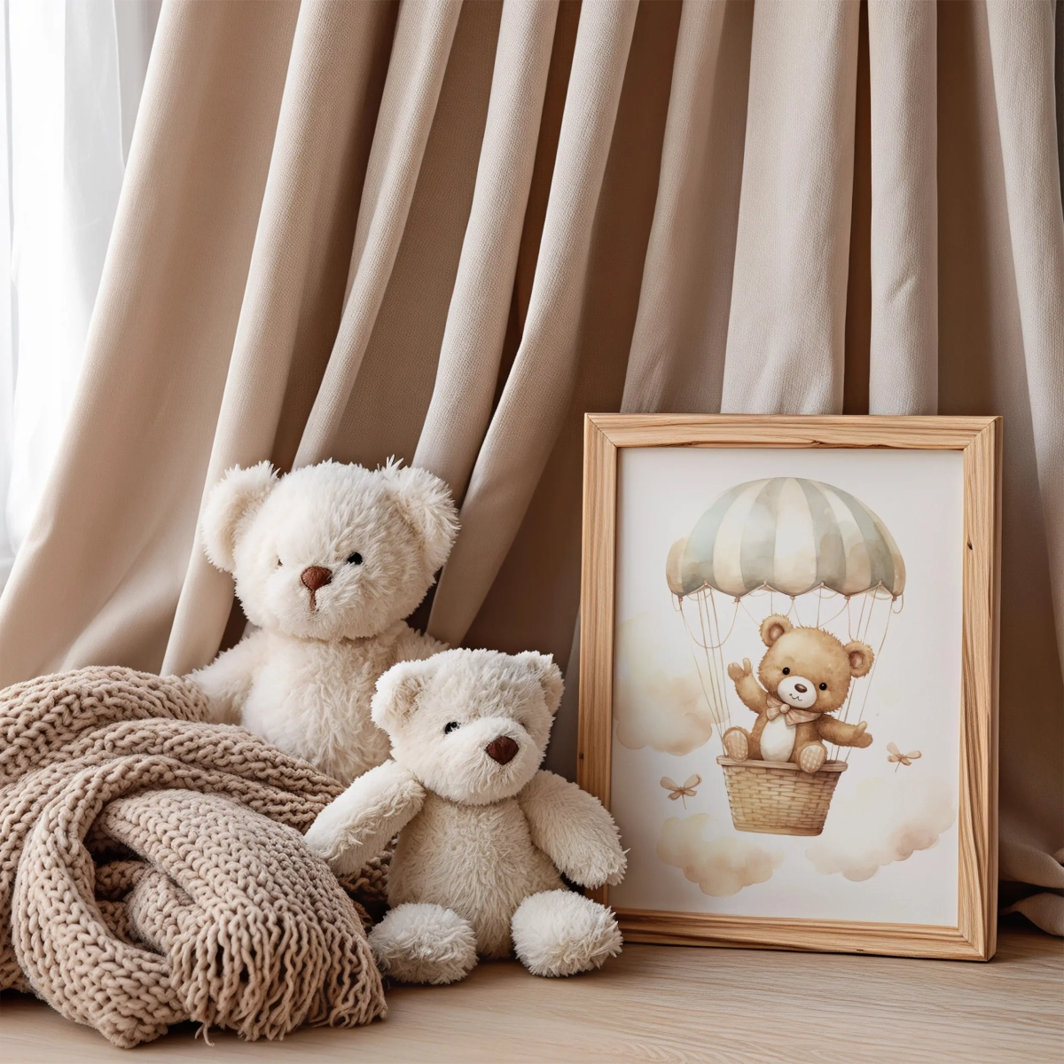 Plakat na ścianę Miś w balonie – Mała Pracownia