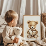 Plakat z misiem czytającym do pokoju dziecka – Mała Pracownia