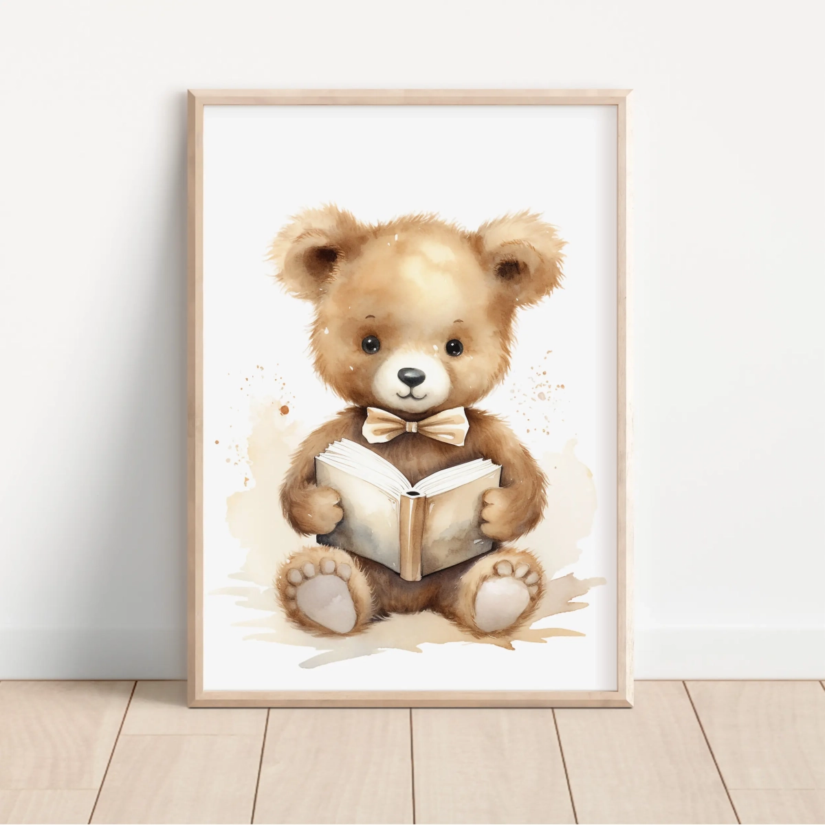 Plakat na ścianę Miś z książką – Mała Pracownia