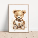 Plakat na ścianę Miś z książką – Mała Pracownia