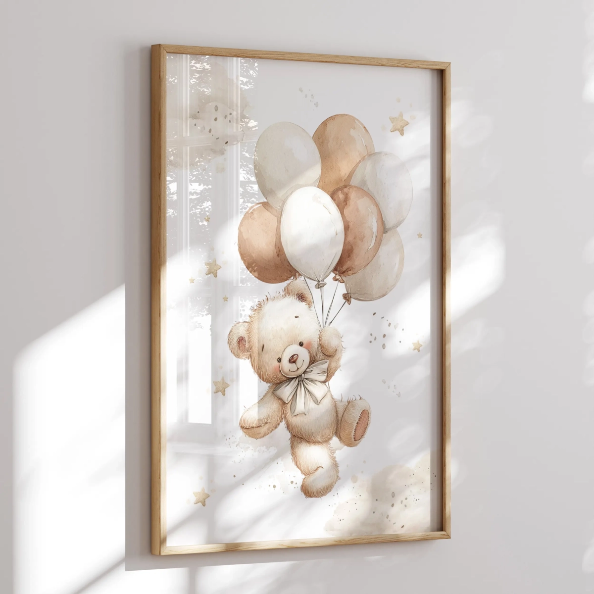 Pastelowy plakat Miś z balonami – Mała Pracownia