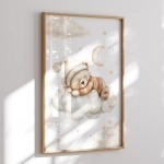 Plakat boho Miś na chmurce – Mała Pracownia