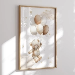 Plakat z misiem i balonikami w pastelach – Mała Pracownia