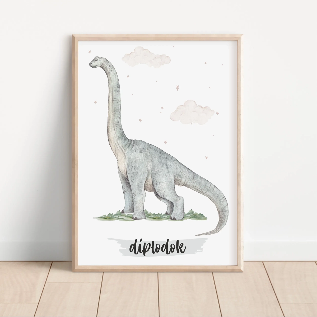 Plakat z dinozaurem Diplodok do pokoju dziecka – Mała Pracownia