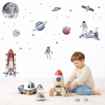 Naklejki na ścianę Kosmos – rakiety, astronauci i księżyc w pokoju dziecka – Mała Pracownia