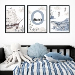 Zestaw 3 plakaty Podniebny Ocean Nr 4 statek litera wieloryb – Mała Pracownia