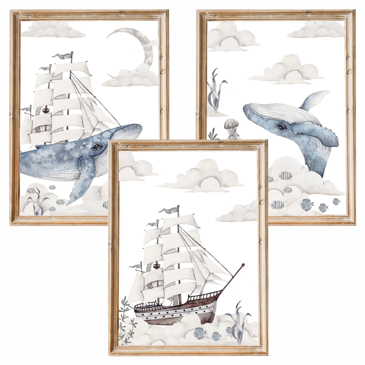 Dekoracja ścienna do pokoju dziecka — zestaw plakatów Podniebny Ocean Nr 3 — Mała Pracownia