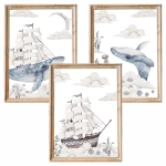 Dekoracja ścienna do pokoju dziecka — zestaw plakatów Podniebny Ocean Nr 3 — Mała Pracownia