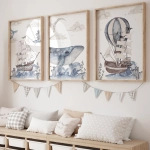 Dekoracja ściany do pokoju dziecka 3 plakaty ocean – Mała Pracownia