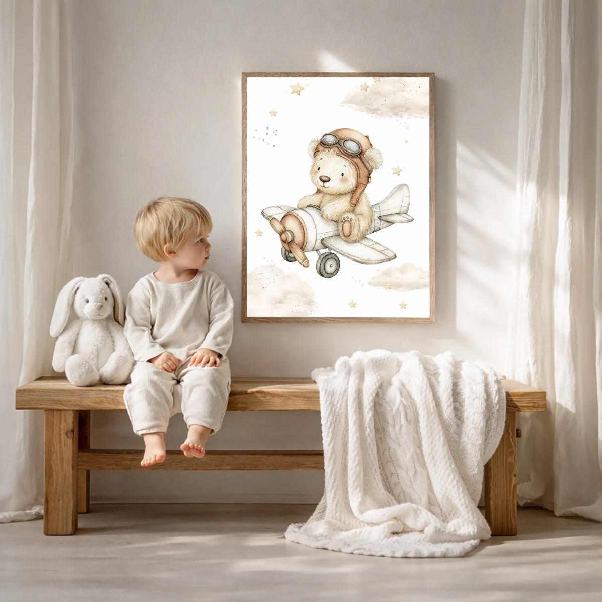 Plakat dla dzieci Miś pilot – Mała Pracownia
