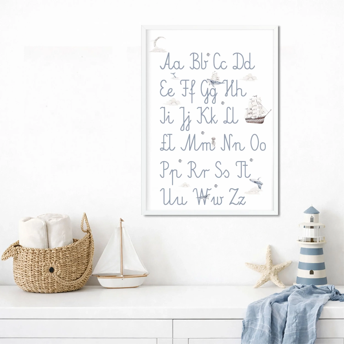 Plakat litery dla dzieci Podniebny Ocean – Mała Pracownia