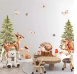 Naklejki leśne zwierzęta świerk – sarenka, jeż, wiewiórka, myszka – Mała Pracownia