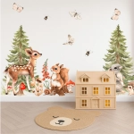 Naklejki leśne zwierzęta w akwareli – sarenka, jeż, wiewiórka, myszka – Mała Pracownia