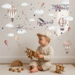 Naklejka na ścianę dla dzieci – Samoloty, Balony, Latawce, Chmurki, Gwiazdki – Mała Pracownia