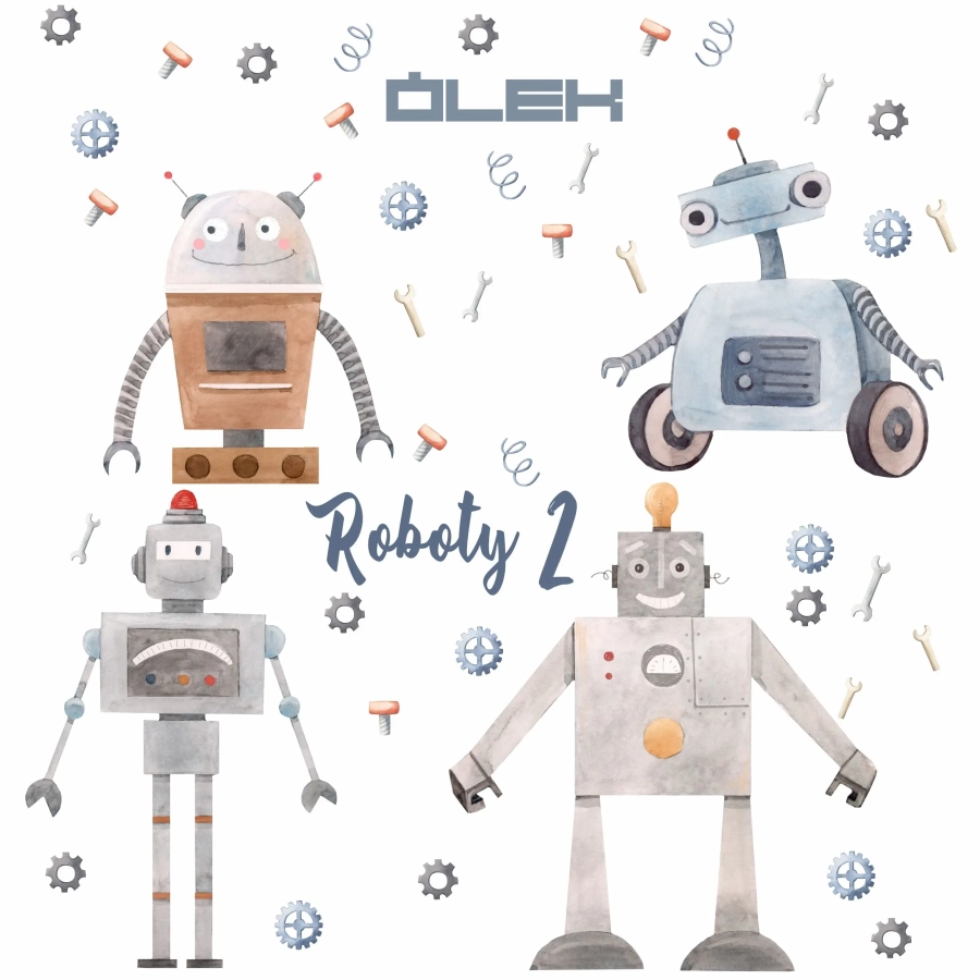 Naklejka ścienna Roboty II do pokoju dziecięcego – Mała Pracownia