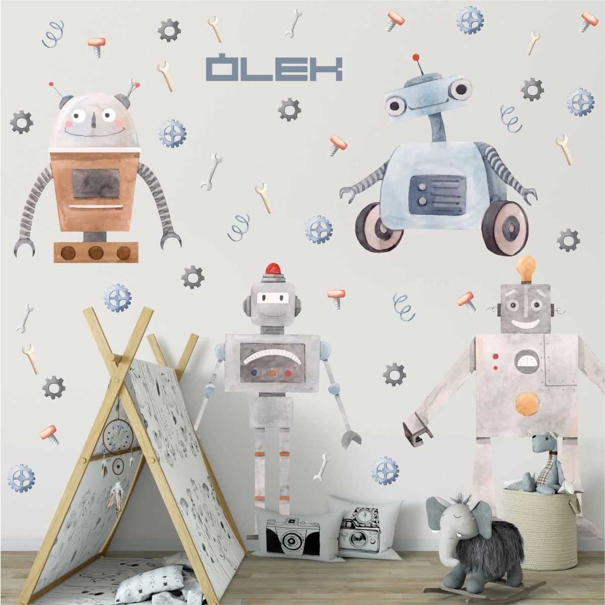 Naklejka Roboty II zestaw robotów do pokoju dziecka – Mała Pracownia