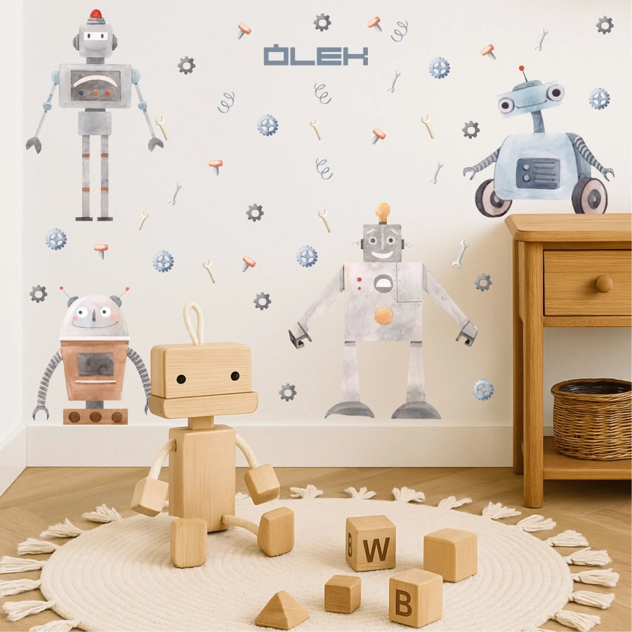 Naklejka Roboty II na ścianę dla dzieci – Mała Pracownia
