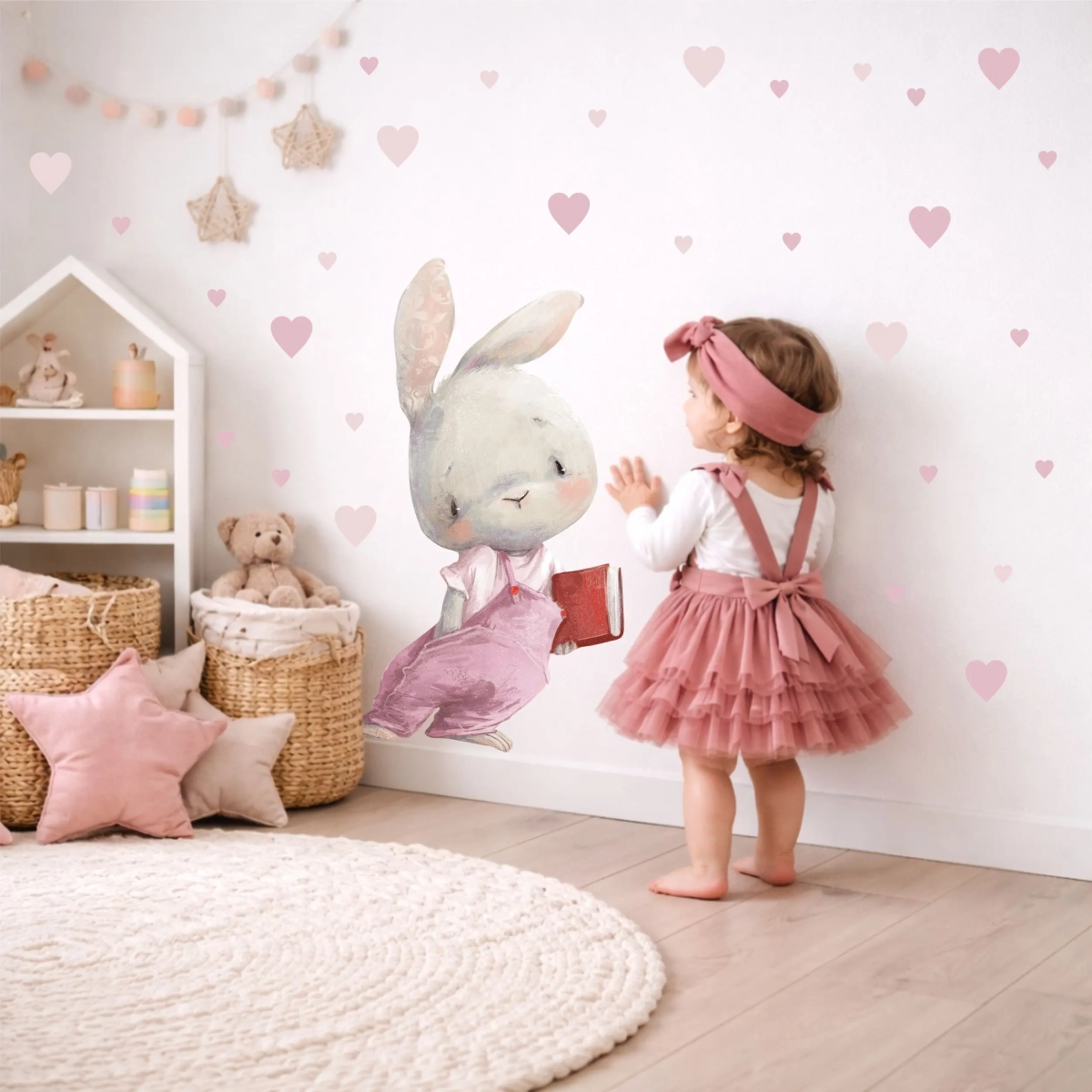 Naklejki ścienne Serduszka pastelowe róż do pokoju dziecka – Mała Pracownia