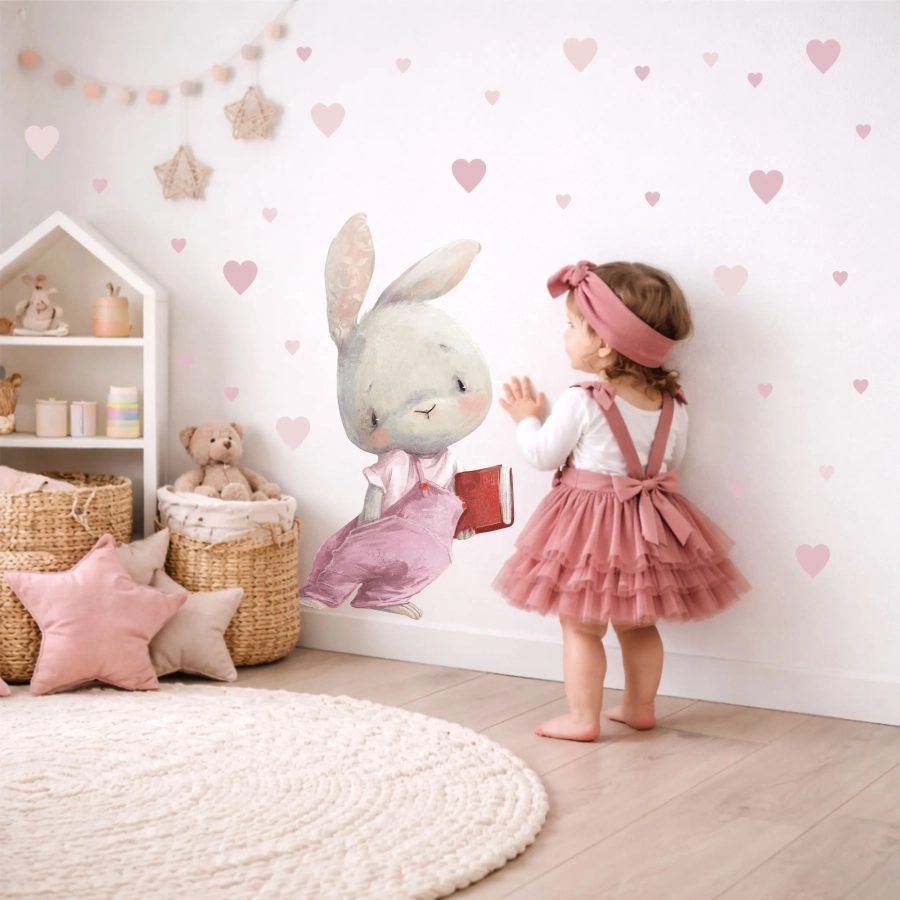 Naklejki ścienne Serduszka pastelowe róż do pokoju dziecka – Mała Pracownia