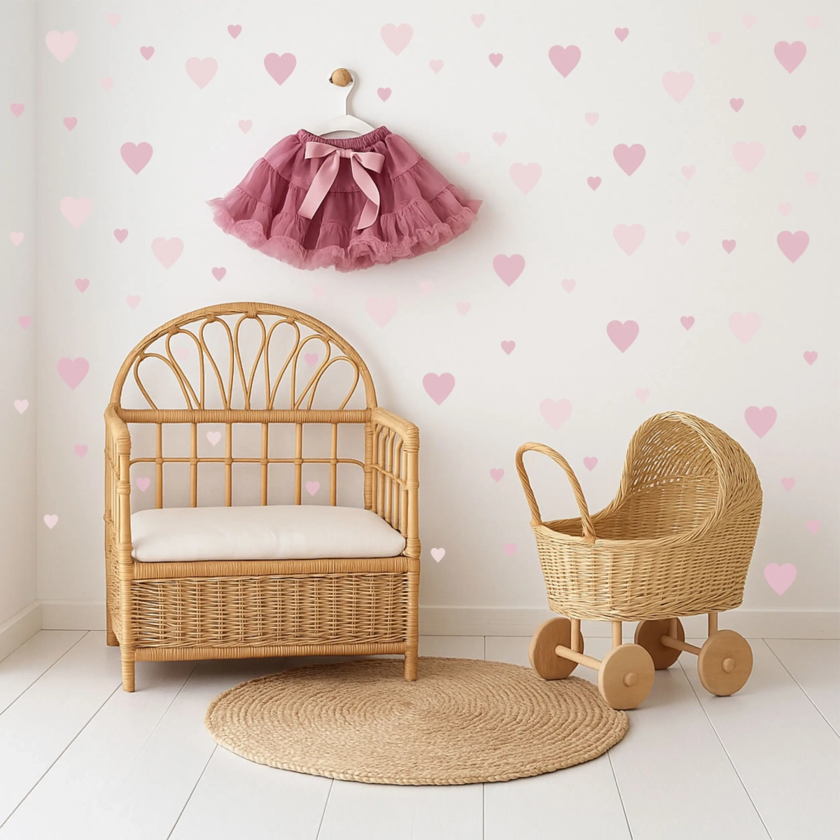 Naklejka na ścianę Serca różowe pastelowe dekoracja dziecięca – Mała Pracownia