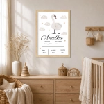 Personalizowany plakat metryczka z autorskim łabędziem