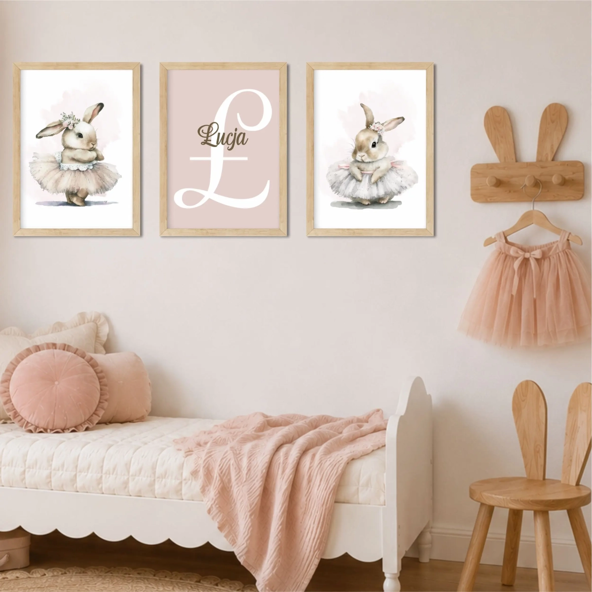 Plakaty Króliczki balet Nr 2 w pastelowych kolorach