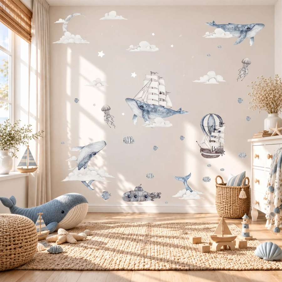 Podniebny ocean – Zestaw naklejek na ścianę