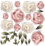 Formatka M – naklejka z piwoniami watercolor