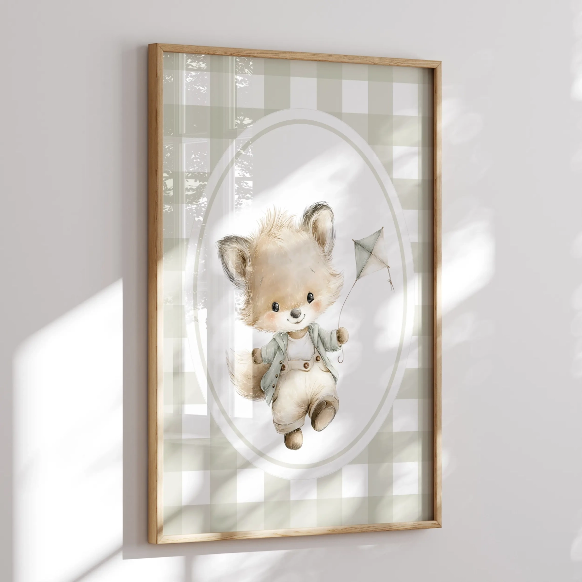 Plakat z liskiem i latawcem w akwarelowej stylistyce DK192