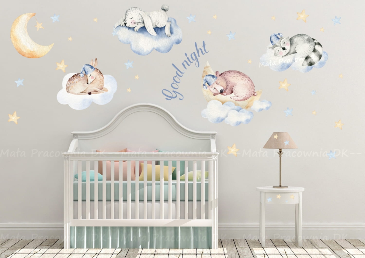 zwierzęta,chmurki,księżyc ,gwiazdeczki Mała Pracownia.jpg