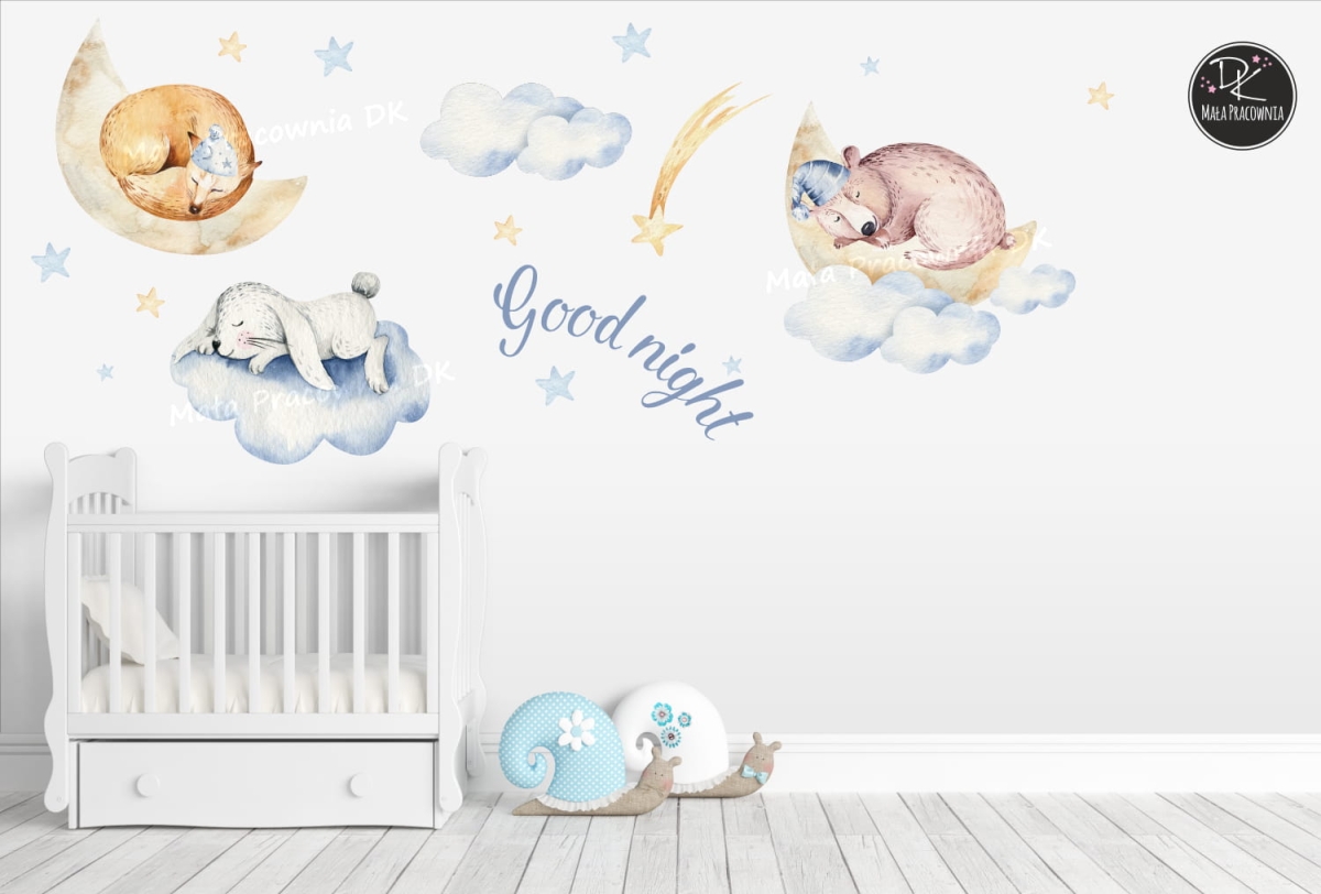 zwierzęta,chmurki,księżyc ,gwiazdeczki Mała Pracownia.jpg