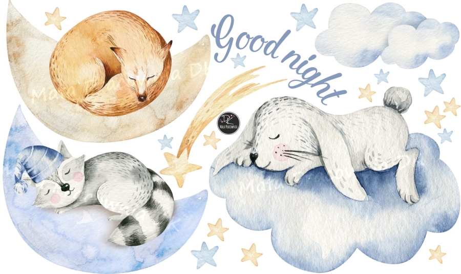 zwierzęta,chmurki,księżyc ,gwiazdeczki,SEN.jpg