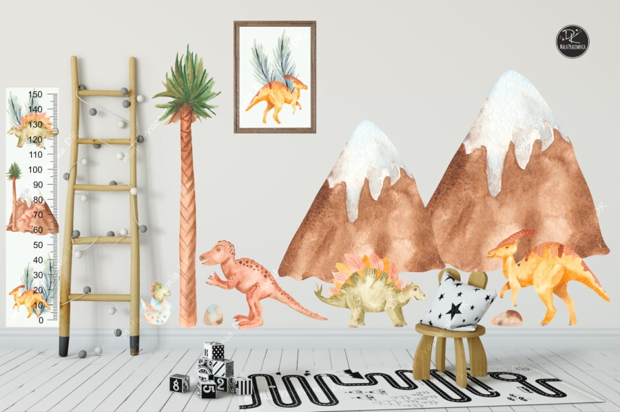 Dinozaury,góry akwarela,Mała Pracownia DK .jpg