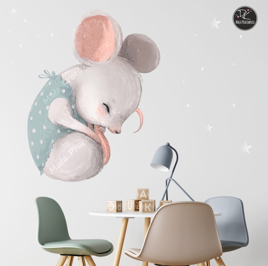 śpiąca myszka naklejka dla dzieci.jpg