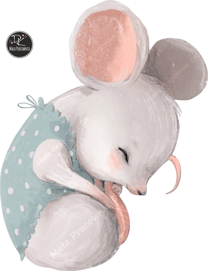 śpiąca myszka naklejka dla dzieci  Mała Pracownia DK.jpg